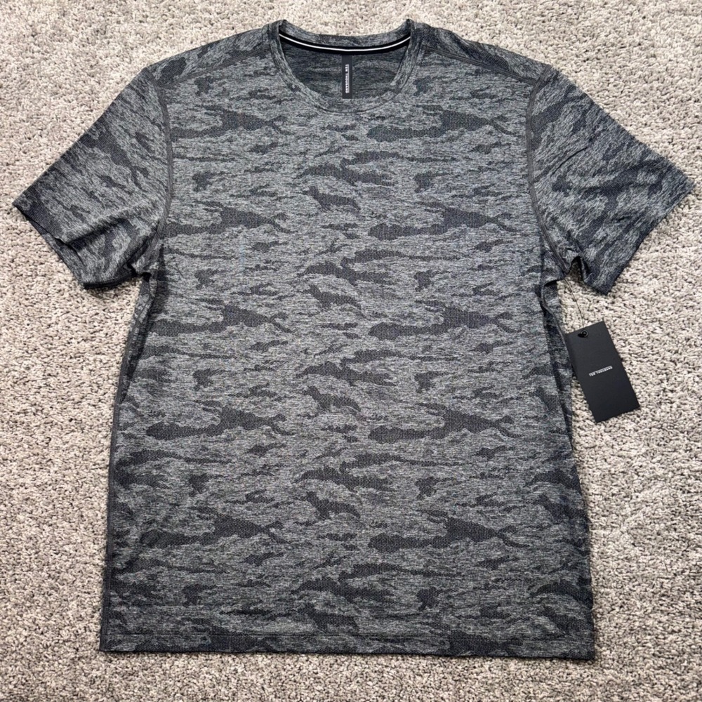 Ten Thousand Camo Knit Shirt Mens Stretch Training Grey Black Large NEW